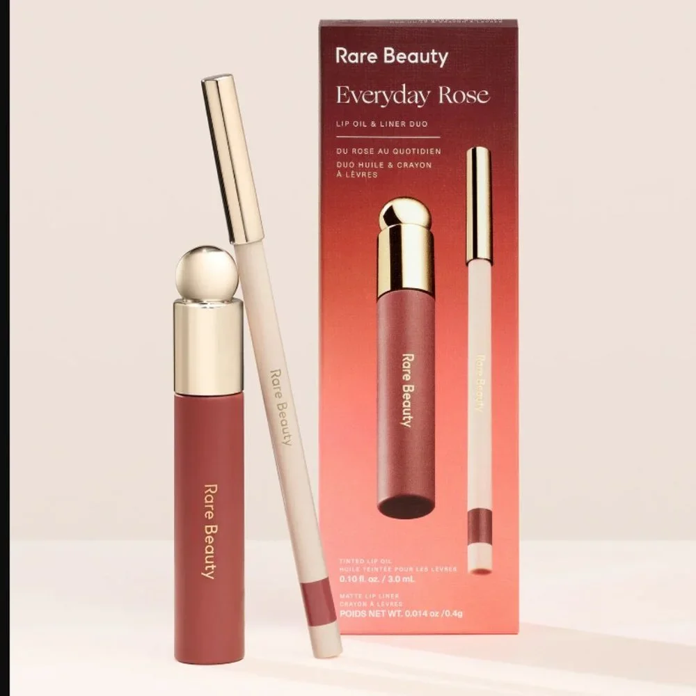 NWT Rare Beauty by Selena Gomez Everyday Rose Lip Oil & Lip Liner Duo
